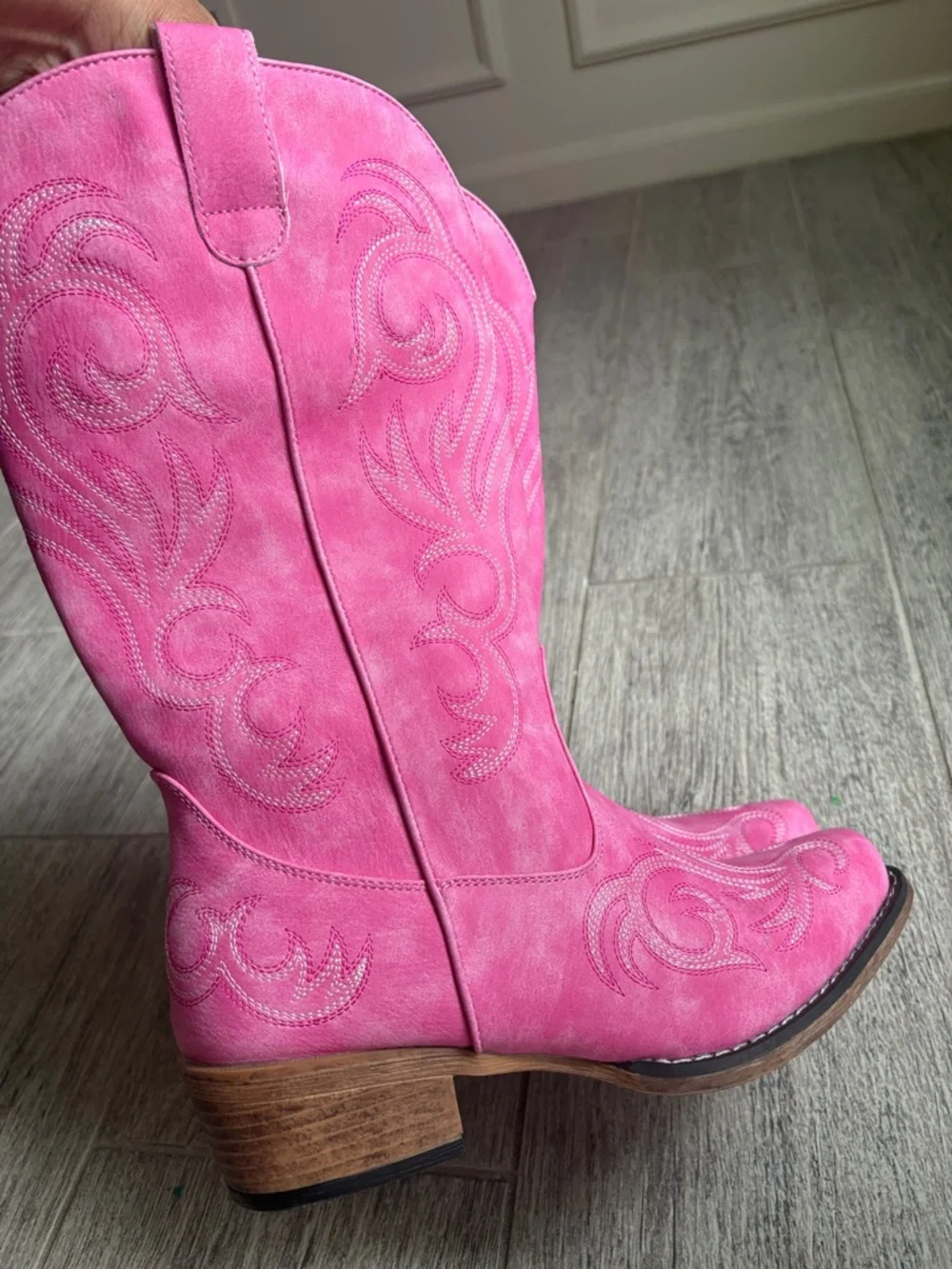 Roper Women's Pink Western Faux Suede Cowboy Boots - Picture 7 of 14
